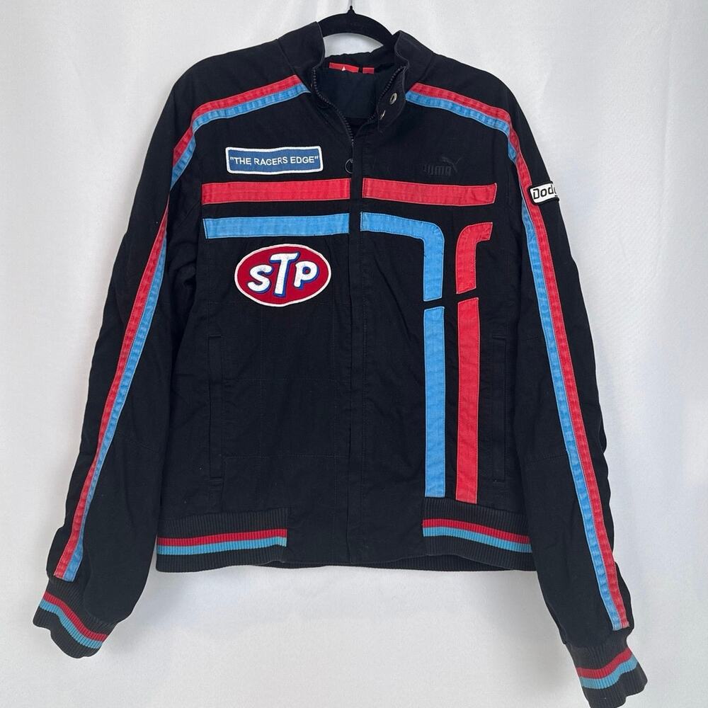 Puma X Dodge Mens Richard Petty STP Racing Jacket Size L Black Y2K Nascar Retro